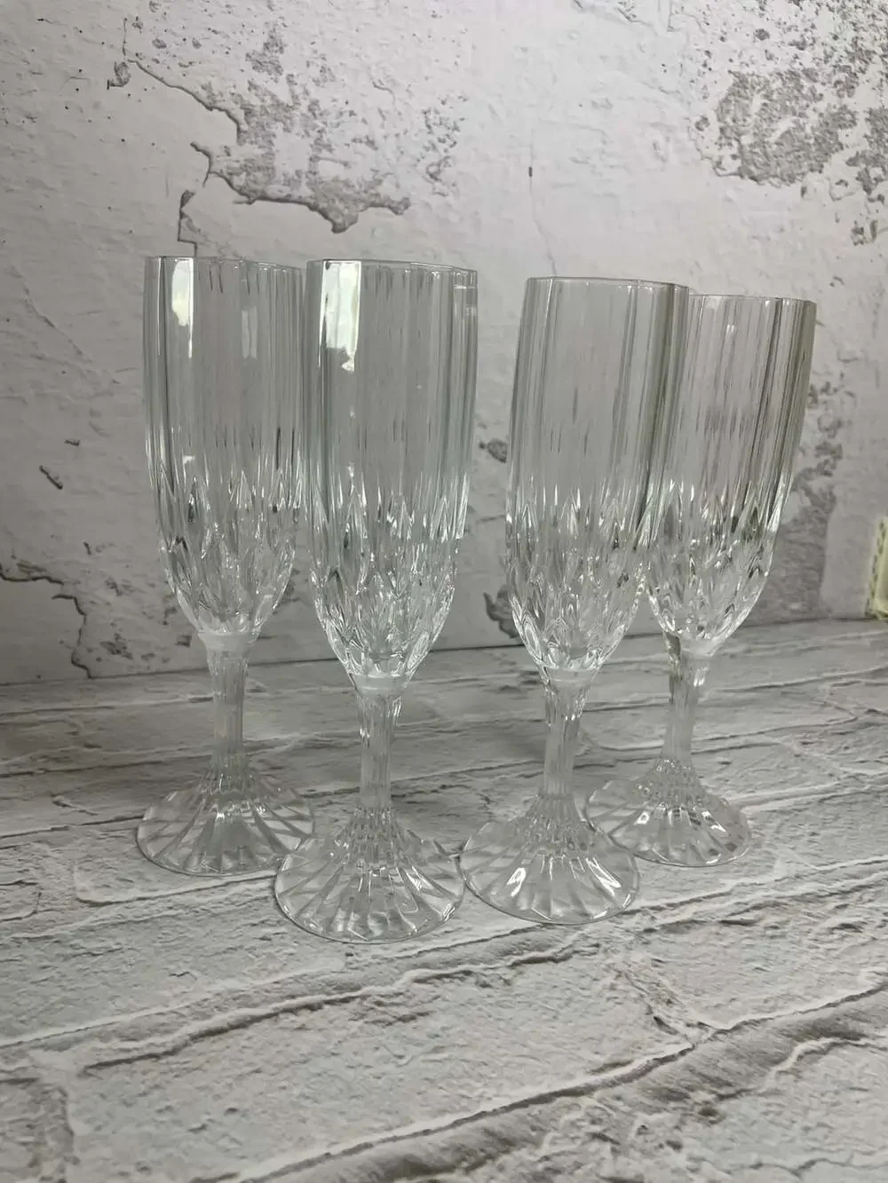 Set of 4 Cristal d'Arques-Durand Bretagne Crystal Champagne Flutes
